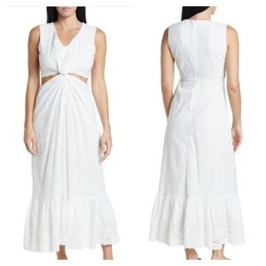 Walter Baker Nikita Midi Dress White‎ Tie Front Eyelet Cotton size 6